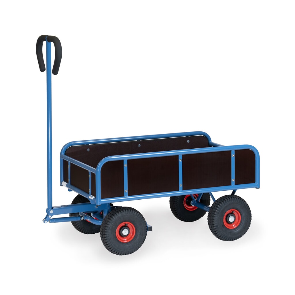 fetra® 2-assige handwagen met 4 vaste wanden, luchtbanden, laadvlak BxD 545 x 945 mm Product afbeelding: fetra® 2-assige handwagen met 4 vaste wanden, luchtbanden, laadvlak BxD 545 x 945 mm