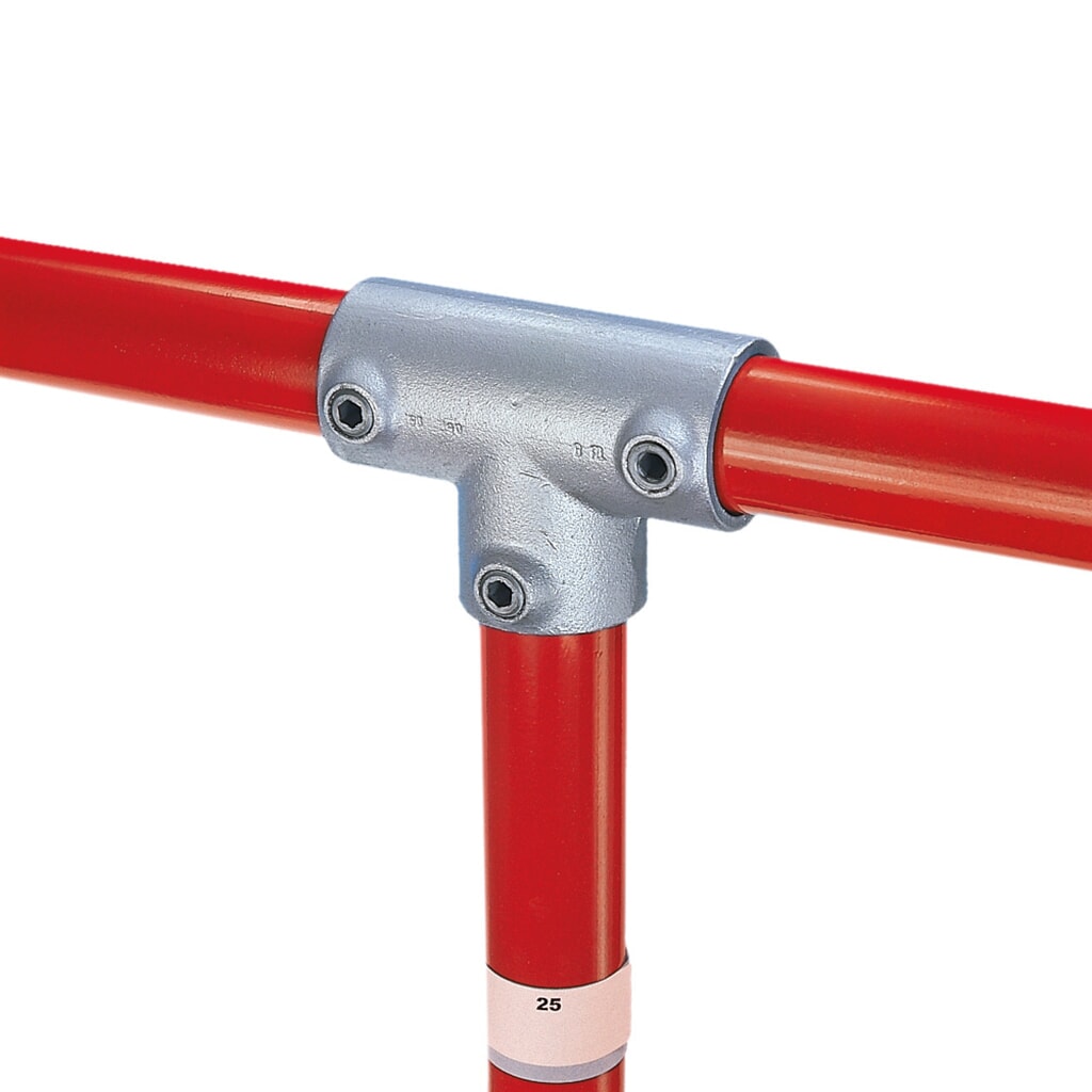 90°-T-verbinding, 3 insteken, buiten-Ø buis 26,9 mm Product afbeelding: 90°-T-verbinding, 3 insteken, buiten-Ø buis 26,9 mm
