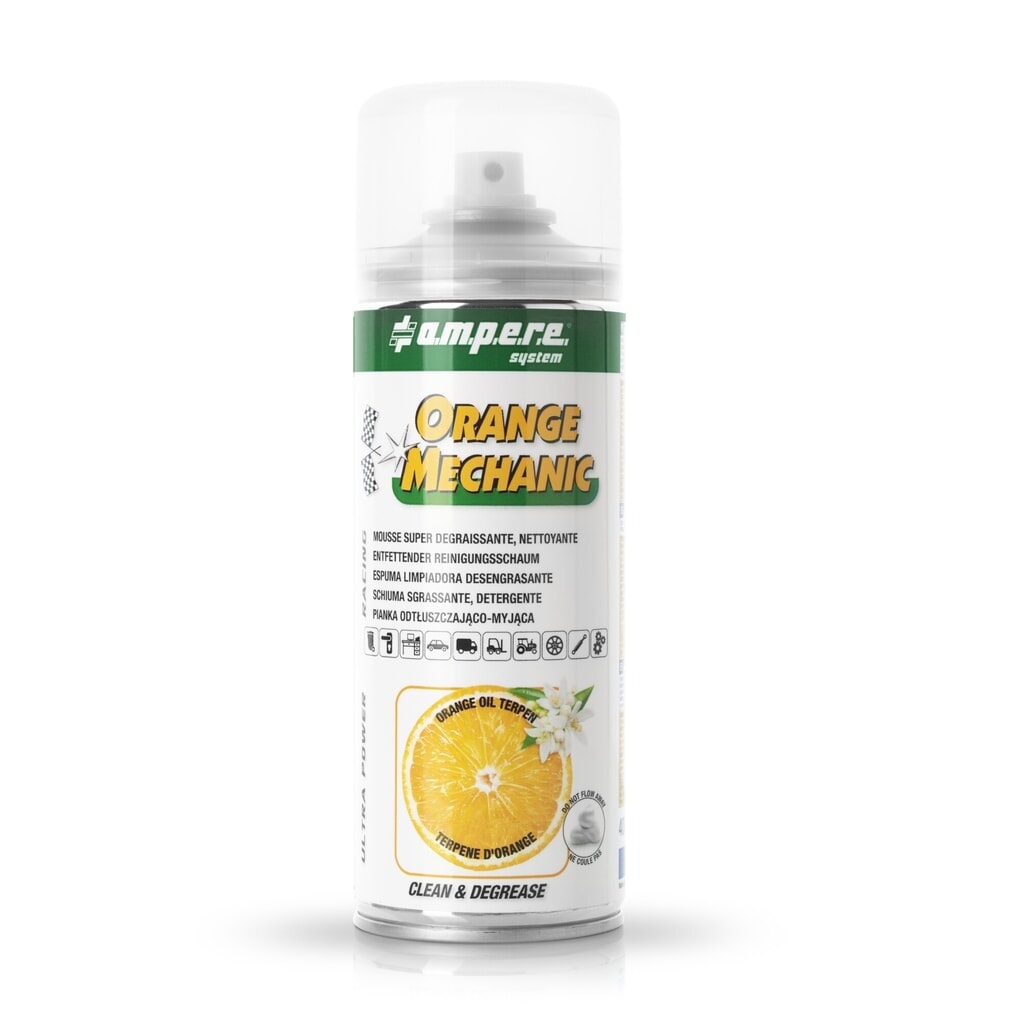 A.M.P.E.R.E. Reinigingsschuim Orange Mechanic, ontvettend, 400 ml, 12 stuks/VE Product afbeelding: A.M.P.E.R.E. Reinigingsschuim Orange Mechanic, ontvettend, 400 ml, 12 stuks/VE