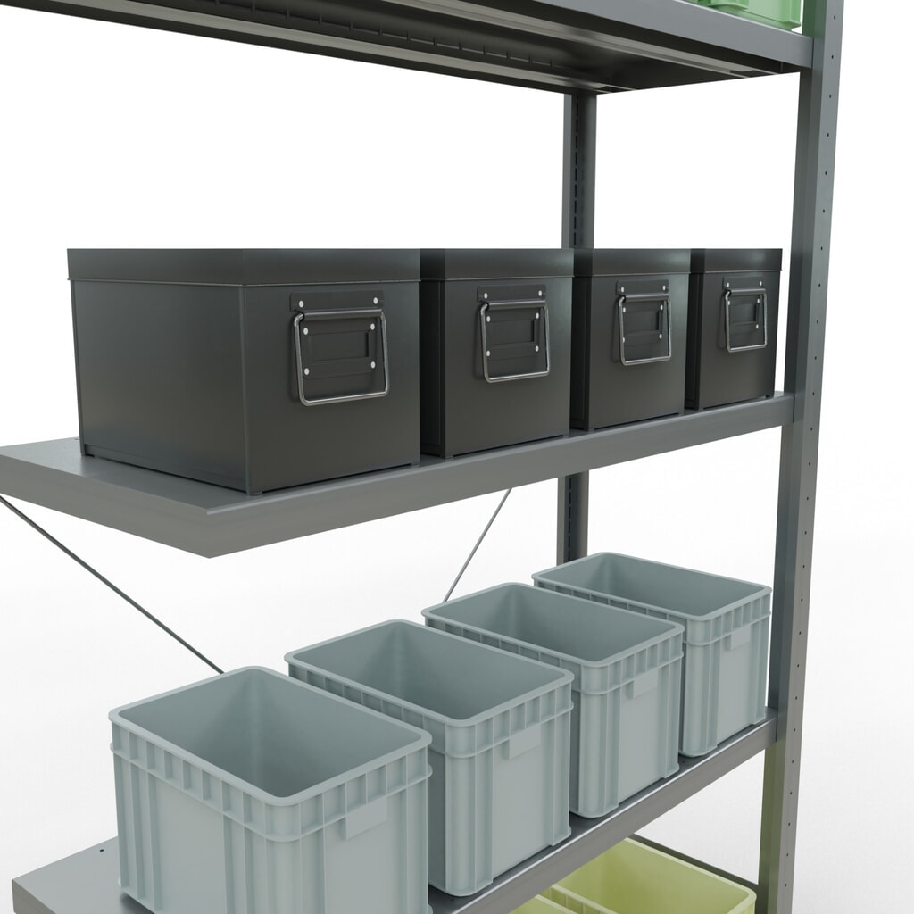 Aanbouwelement voor complete legbordstelling SCHULTE, inhaaksysteem, vaklast 250 kg, hxbxd 2.000 x 1.000 x 400 mm Productafbeelding nr. 4: Aanbouwelement voor complete legbordstelling SCHULTE, inhaaksysteem, vaklast 250 kg, hxbxd 2.000 x 1.000 x 400 mm