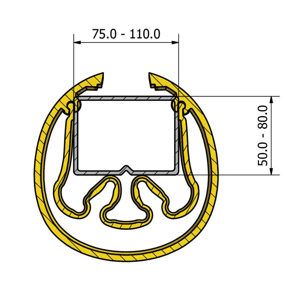 Productafbeelding nr. 7: Aanrijbescherming BOPLAN® voor stellingen RackBull XL, van kunststof, binnenafmetingen hxbxd 600 x 75 - 120 x 50 - 80 mm.