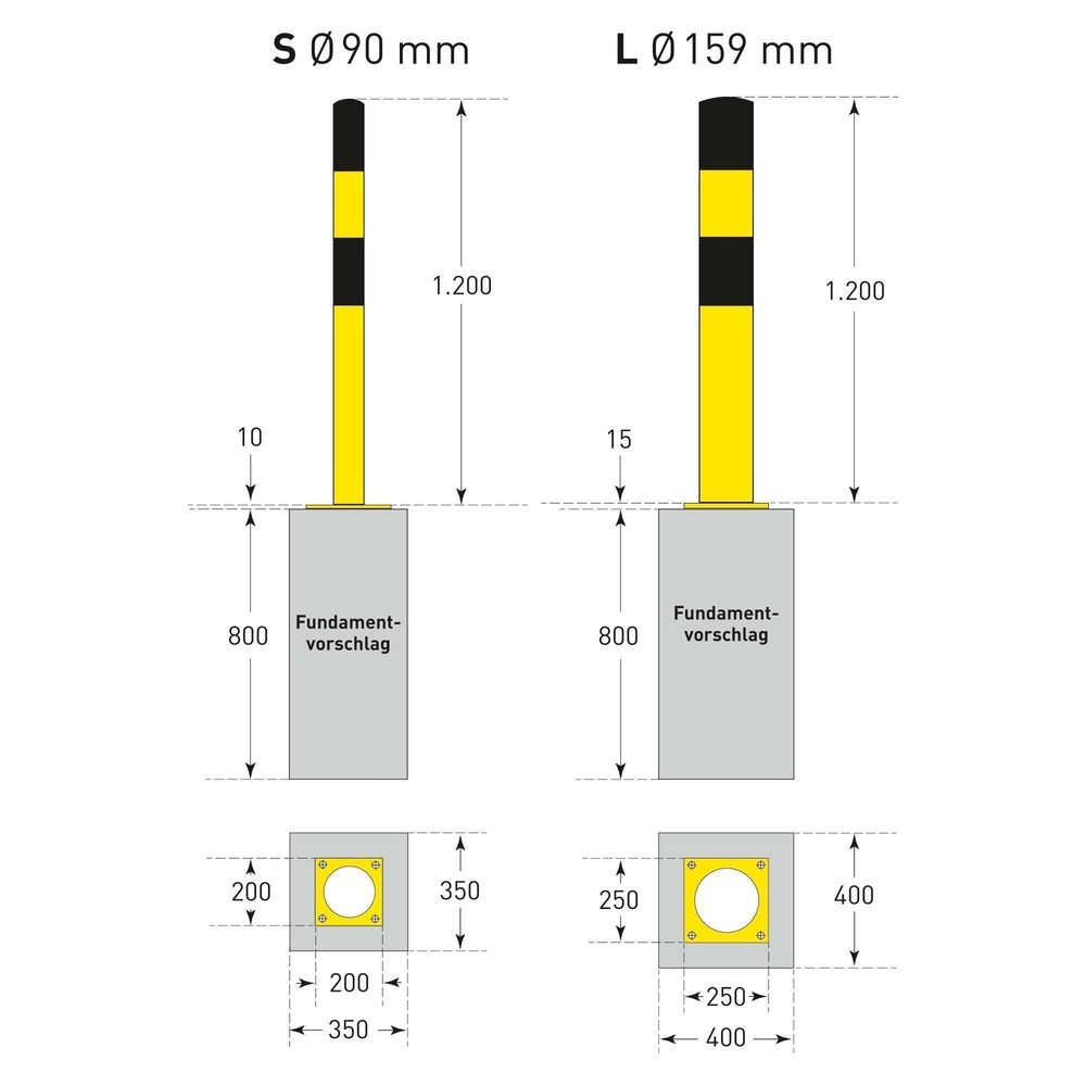 Productafbeelding nr. 5: Beschermpaal MORAVIA, voor keilboutbevestiging, voor buiten, hoogte 1.200 mm, Ø 159 mm