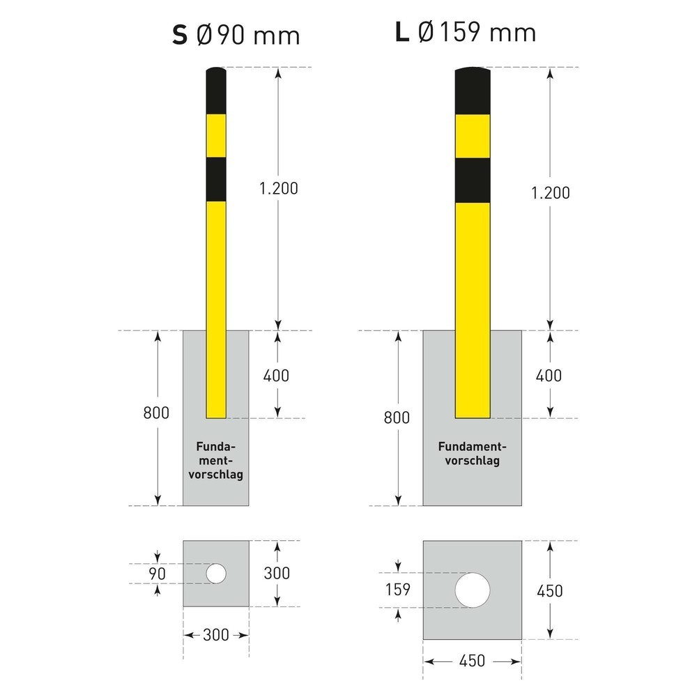 Productafbeelding nr. 6: Beschermpaal MORAVIA, voor verankeren in beton, voor buiten, hoogte 1.600 mm, Ø 159 mm