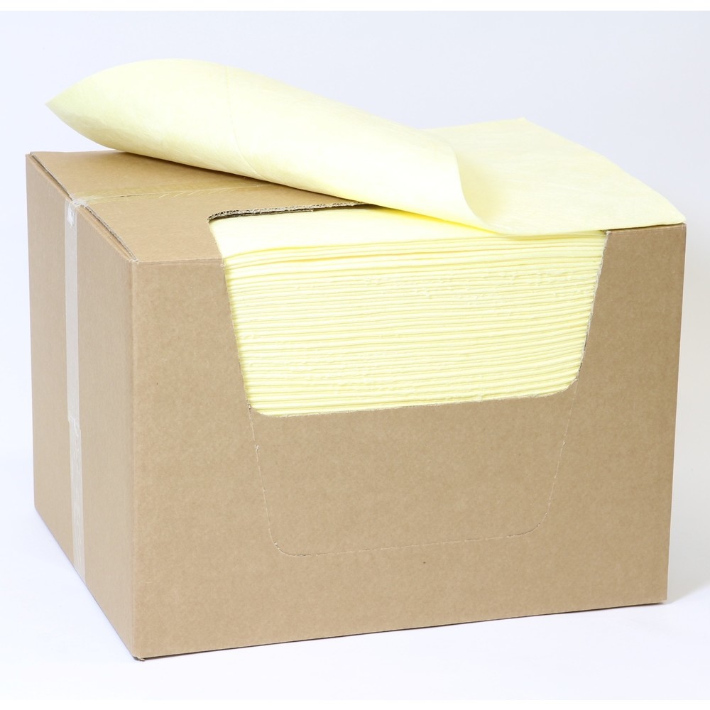 Product afbeelding: Absorptiedoek SM Heavyweight, antistatisch, 100 doeken, 2-laags, lxb 400 x 500 mm, chemicaliën, geel