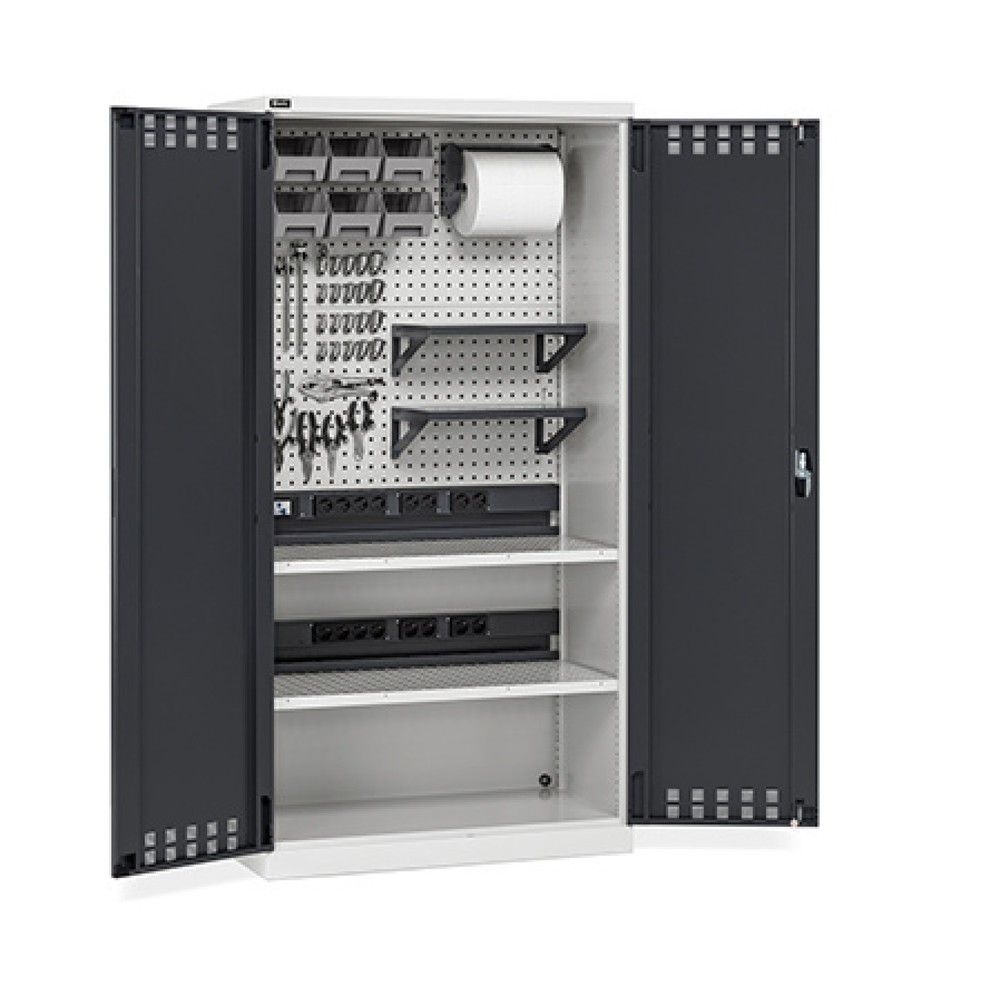 Product afbeelding: Acculaadkast Fami PERFOM met geperforeerde plaat en accessoires, hxbxd 2.000 x 1.023 x 726 mm, lichtgrijs, antraciet