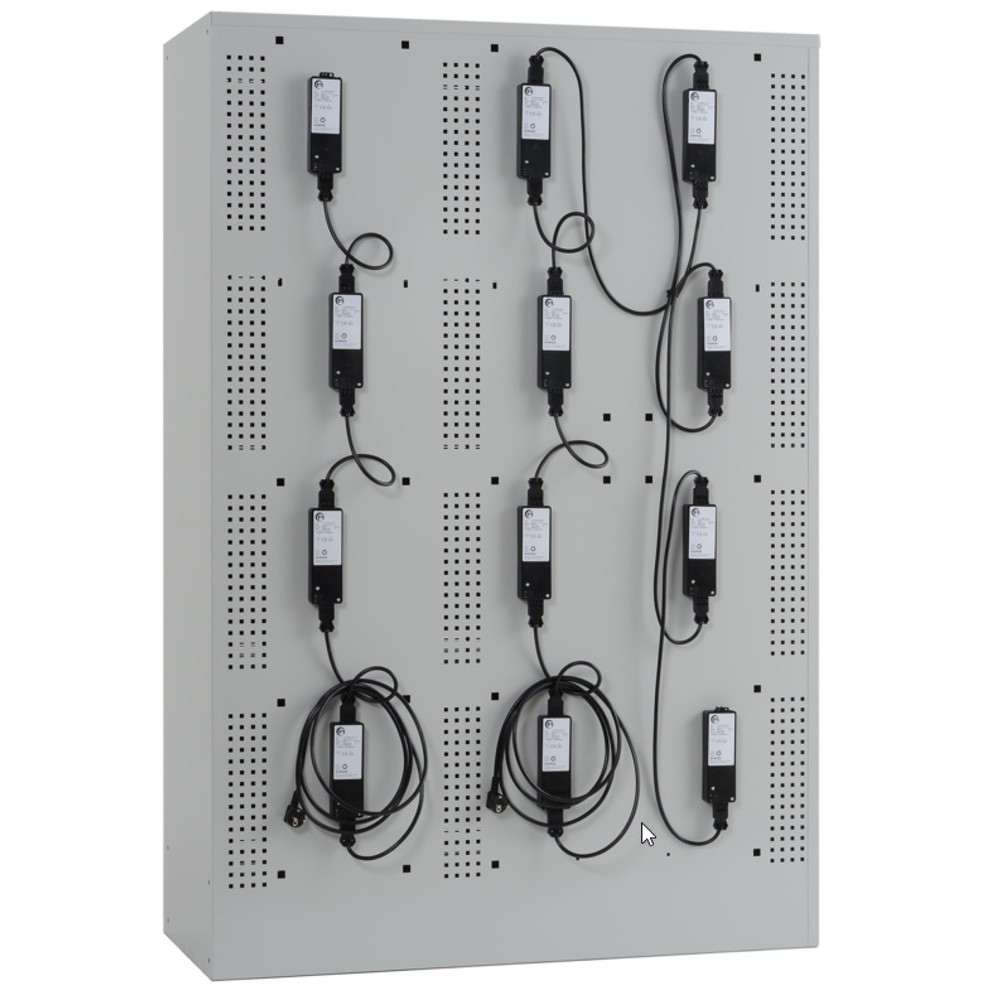 Productafbeelding nr. 3: Acculaadkast LISTA, (bxdxh) 1205x585x1790 mm, 3x4 vakken, 2 modules per vak, lichtgrijs