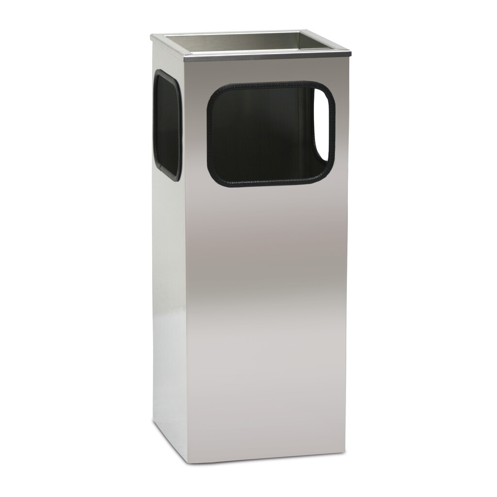 Afvalbak + asbak RVS, HxBxD 620x250x250mm Product afbeelding: Afvalbak + asbak RVS, HxBxD 620x250x250mm
