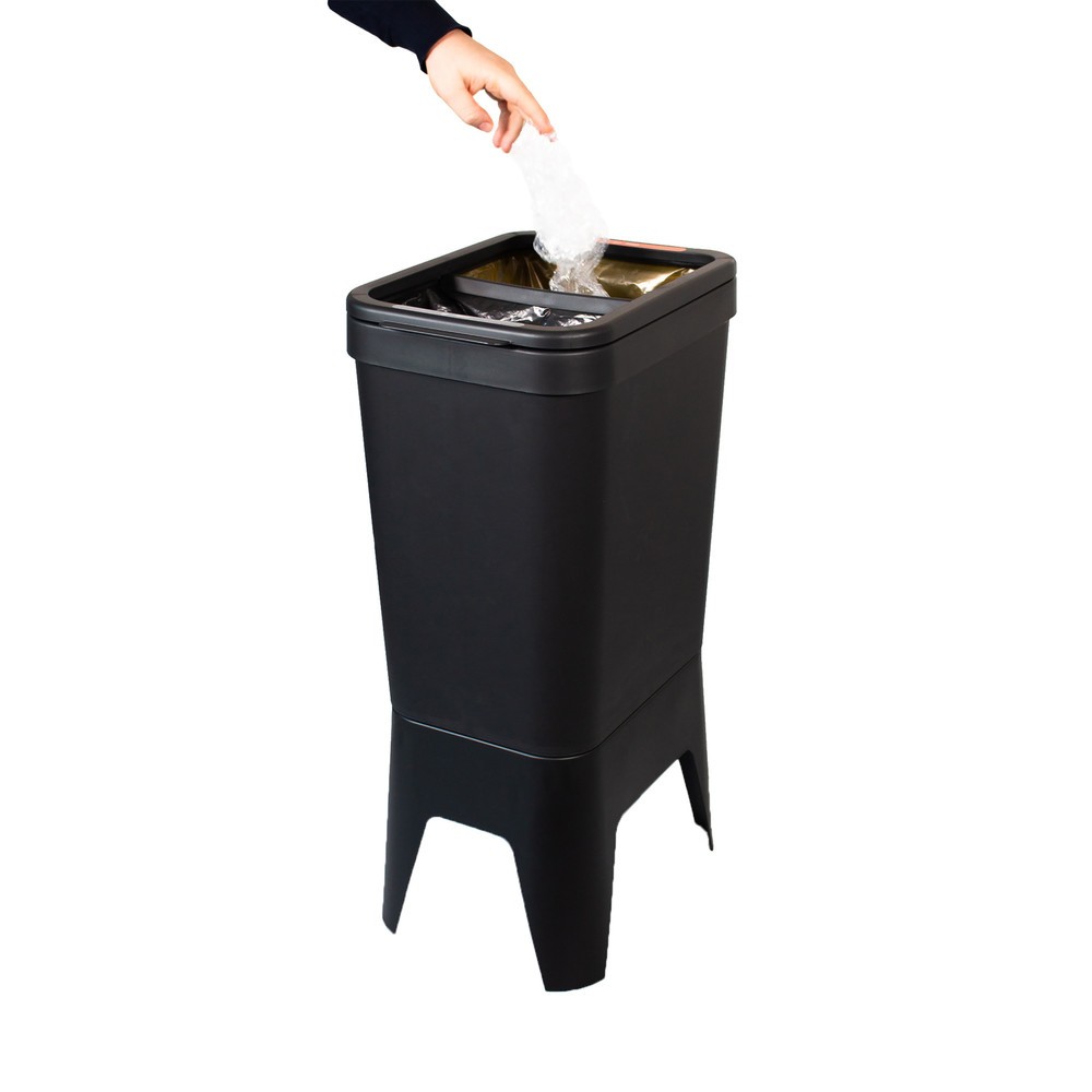 Productafbeelding nr. 2: Afvalbak BON TON Circubin, van 100% gerecycled polypropyleen, 2 x 20 liter, open, antraciet