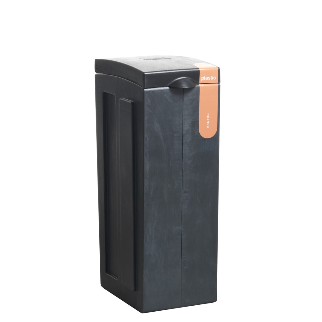 Productafbeelding nr. 1: Afvalbak BON TON Original, van 100% gerecycled polypropyleen, 70 liter, grijs / oranje