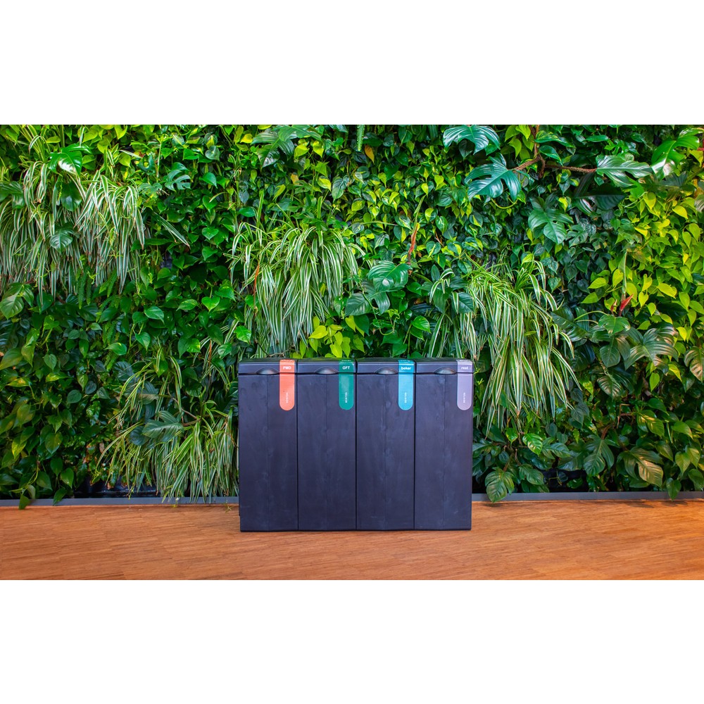 Productafbeelding nr. 3: Afvalbak BON TON Original, van 100% gerecycled polypropyleen, 70 liter, grijs / oranje