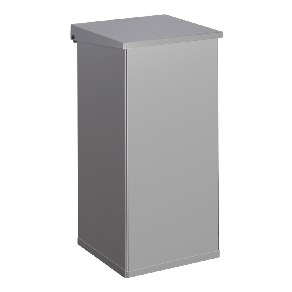 Afvalbak CARRO Lift met sluitmechanisme met demping, 110 liter, van aluminium, aluminiumgrijs Product afbeelding: Afvalbak CARRO Lift met sluitmechanisme met demping, 110 liter, van aluminium, aluminiumgrijs
