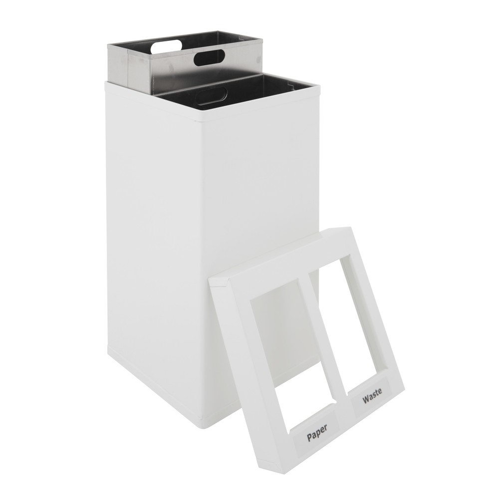 Productafbeelding nr. 2: Afvalbak CARRO Mix, van aluminium, 2x25 liter, wit