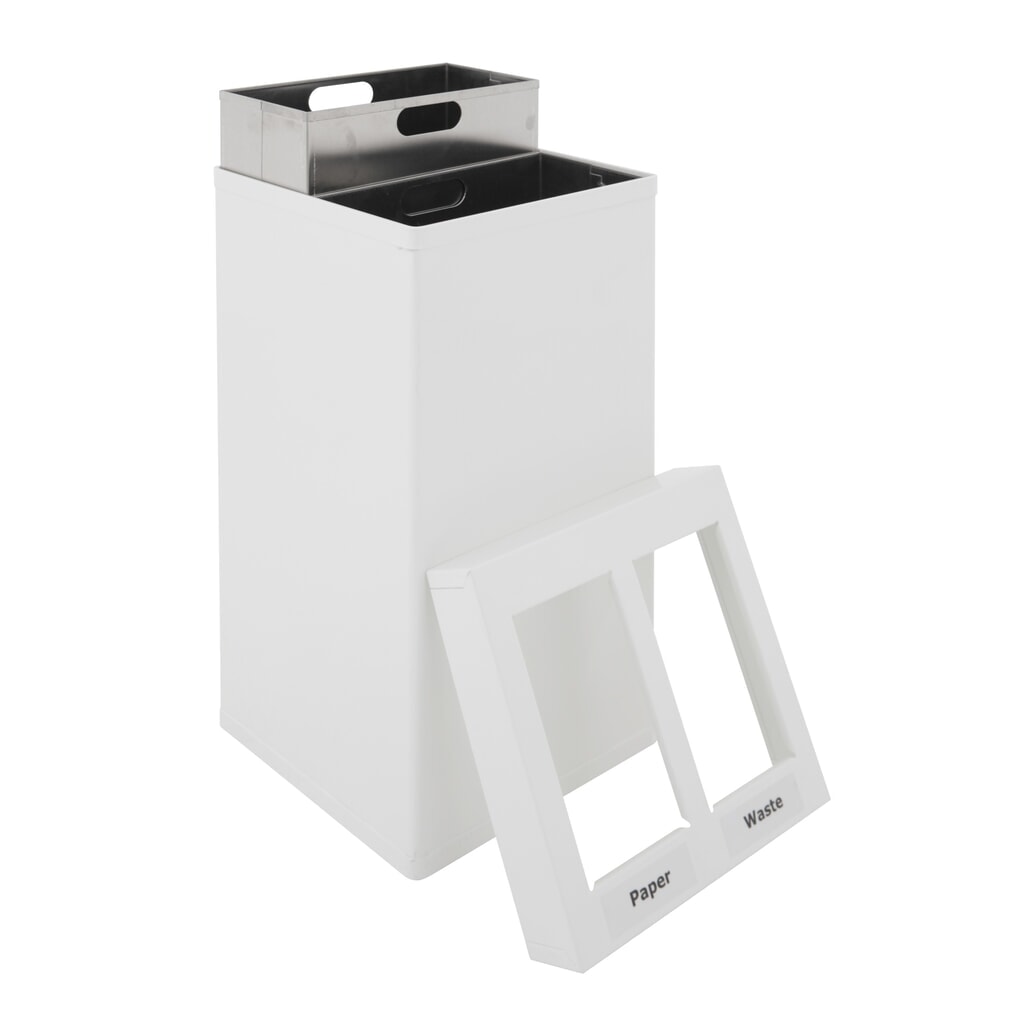 Productafbeelding nr. 2: Afvalbak CARRO Mix, van aluminium, 2x52,5 liter, wit