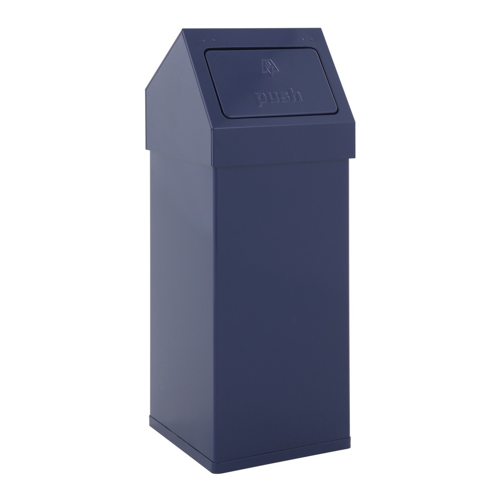 Product afbeelding: Afvalbak CARRO Push, 55 liter, van aluminium, blauw