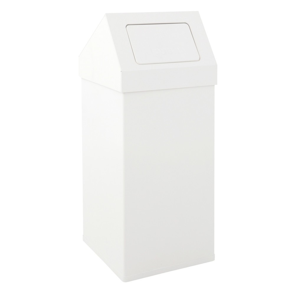 Product afbeelding: Afvalbak CARRO Push, 55 liter, van aluminium, wit