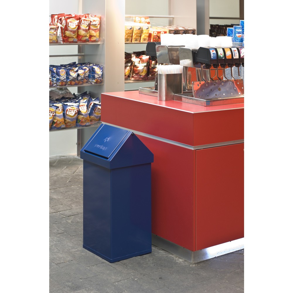 Productafbeelding nr. 2: Afvalbak CARRO Swing, 55 liter, van aluminium, blauw