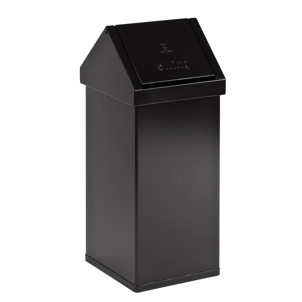 Product afbeelding: Afvalbak CARRO Swing, 55 liter, van aluminium, zwart