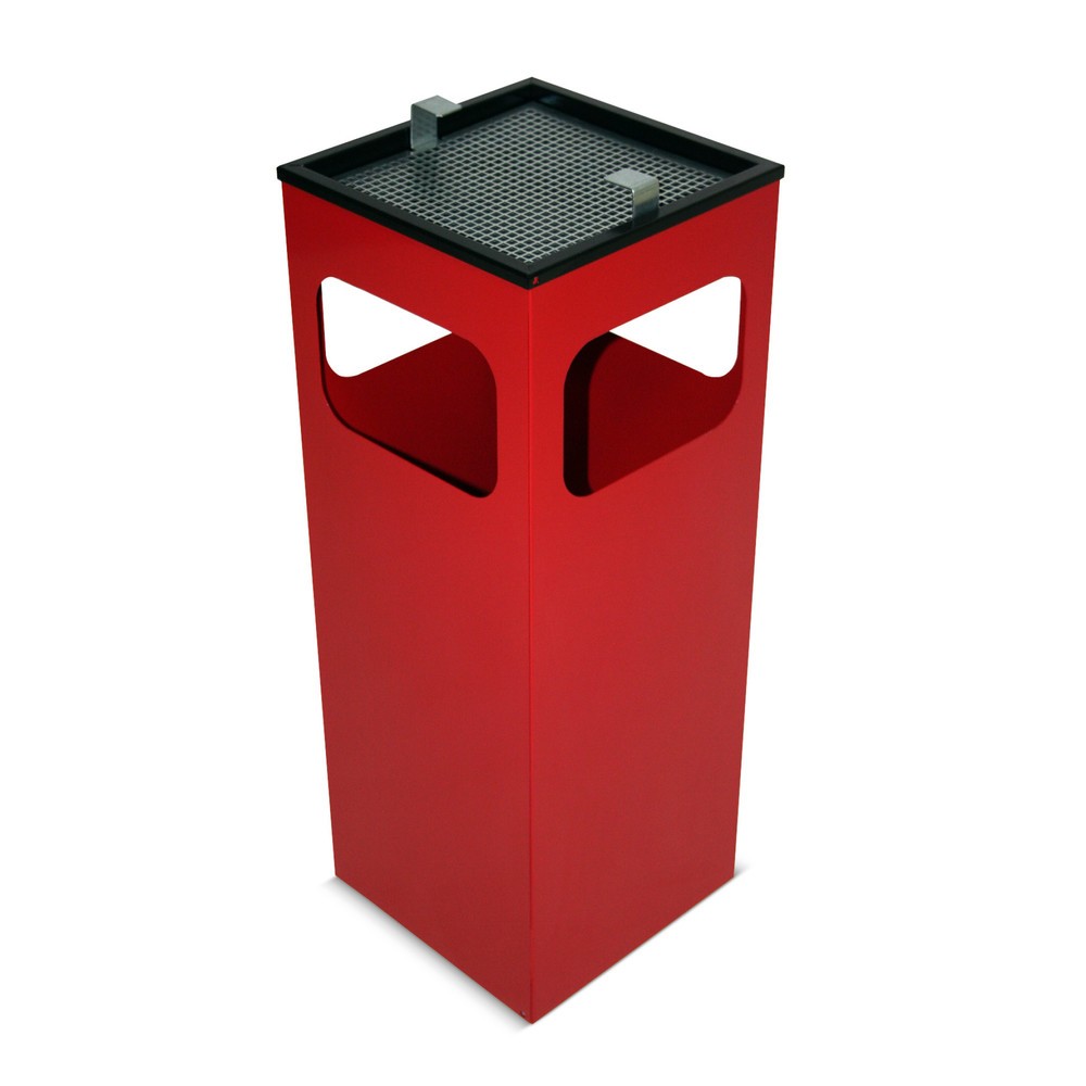 Product afbeelding: Afvalbak met asbak KUBA, 15 liter, rood