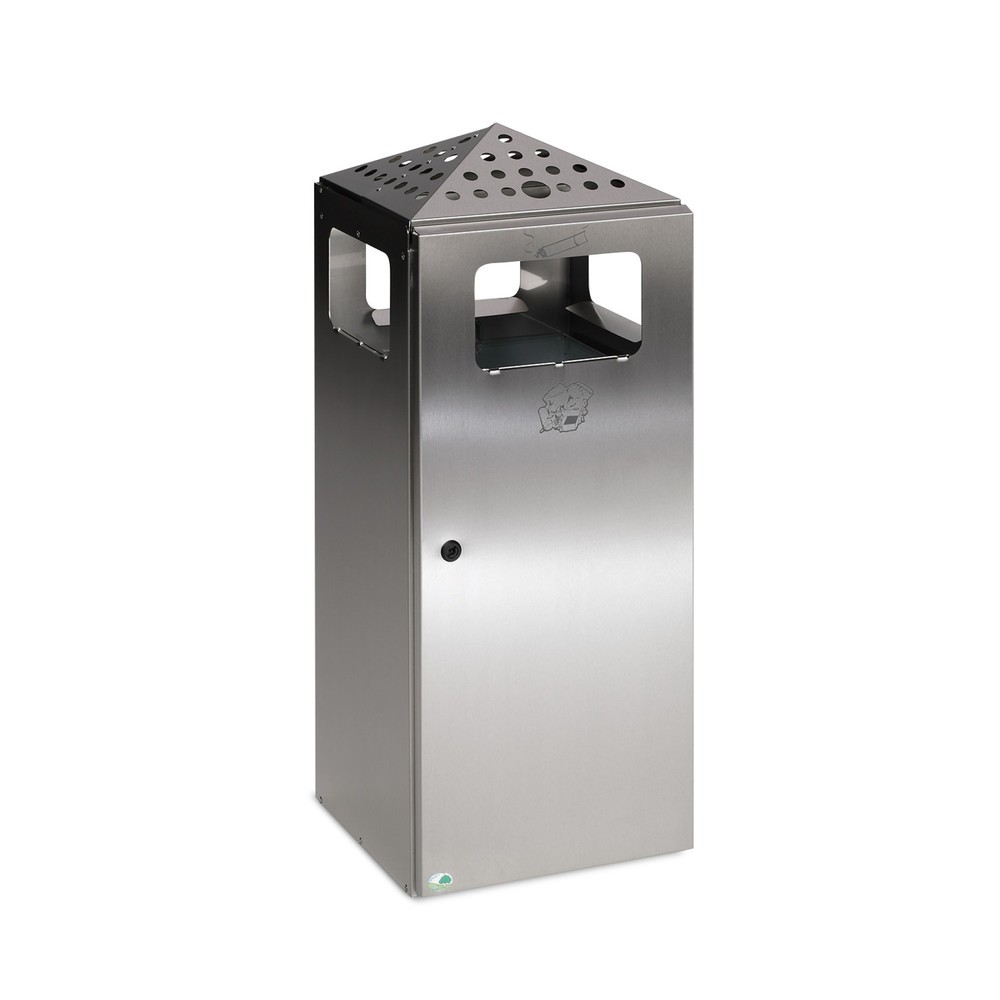 Productafbeelding nr. 1: Afvalbak met asbak VAR®, met geperforeerd dak, roestvrij staal, 80 liter