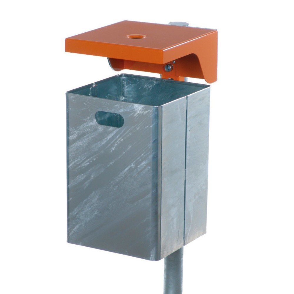 Product afbeelding: RENNER Afvalbak met beschermkap en asbak, plaatstaal, 40 liter, hoogte 580 mm, wandmontage