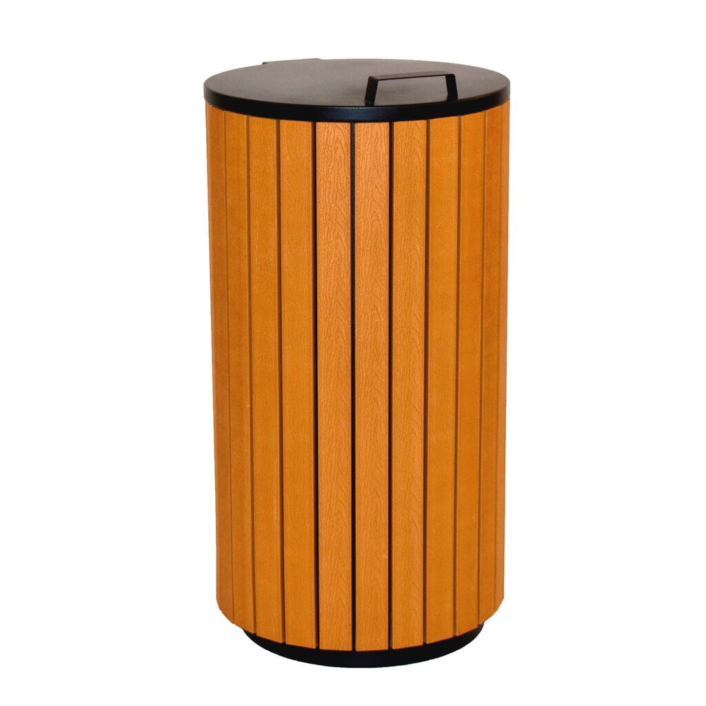 Afvalbak met houtlook, 90 liter, antraciet Product afbeelding: Afvalbak met houtlook, 90 liter, antraciet