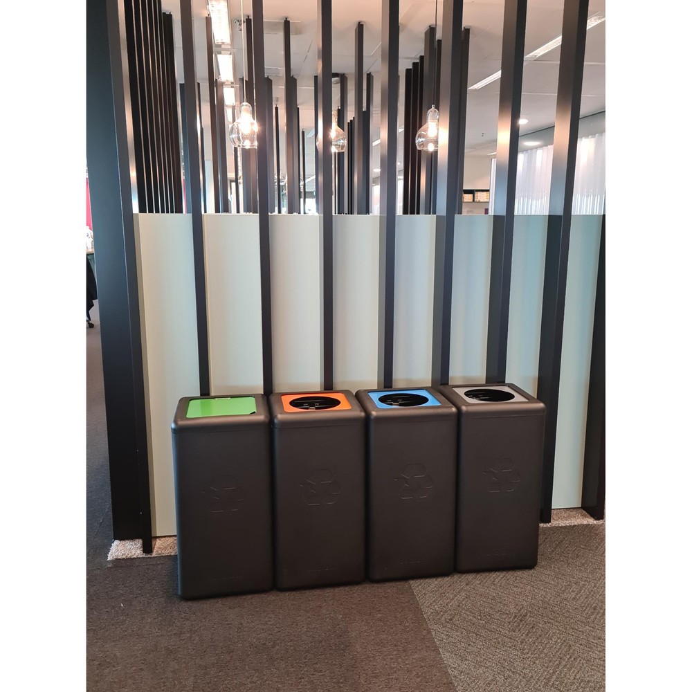 Productafbeelding nr. 6: Afvalbak met klapdeksel BRICKBIN, van gerecyclede kunststof, 65 liter, vierkant, zwart / groen
