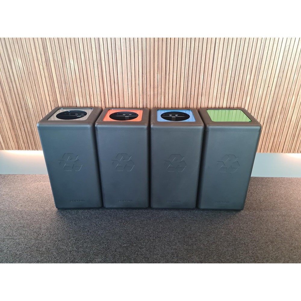 Productafbeelding nr. 7: Afvalbak met klapdeksel BRICKBIN, van gerecyclede kunststof, 65 liter, vierkant, zwart / groen