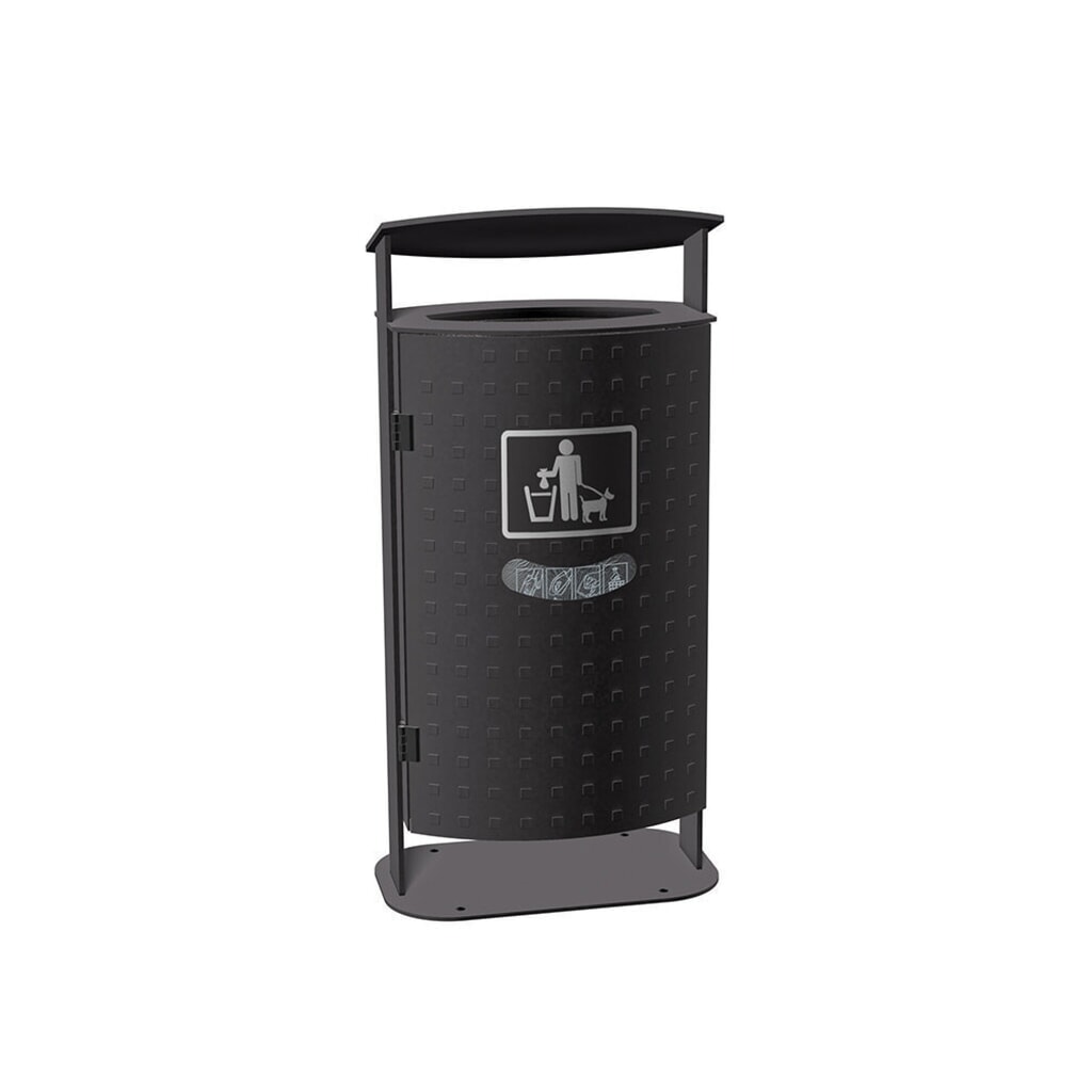 Afvalbak RENNER met schuine kap type 7092, 70 liter, noppenplaat design, geïntegreerde zakjesdispenser, mosgroen Product afbeelding: Afvalbak RENNER met schuine kap type 7092, 70 liter, noppenplaat design, geïntegreerde zakjesdispenser, mosgroen