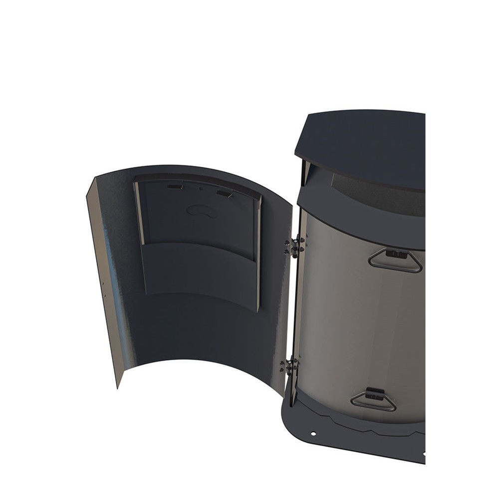 Productafbeelding nr. 2: Afvalbak RENNER met schuine kap type 7092, 70 liter, noppenplaat design, geïntegreerde zakjesdispenser, antracietgrijs