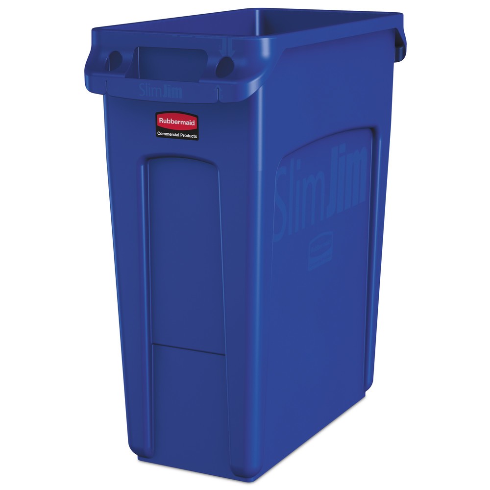 Product afbeelding: Kringloopafvalbak Rubbermaid Slim Jim® met ventilatiekanalen, 60 l, blauw