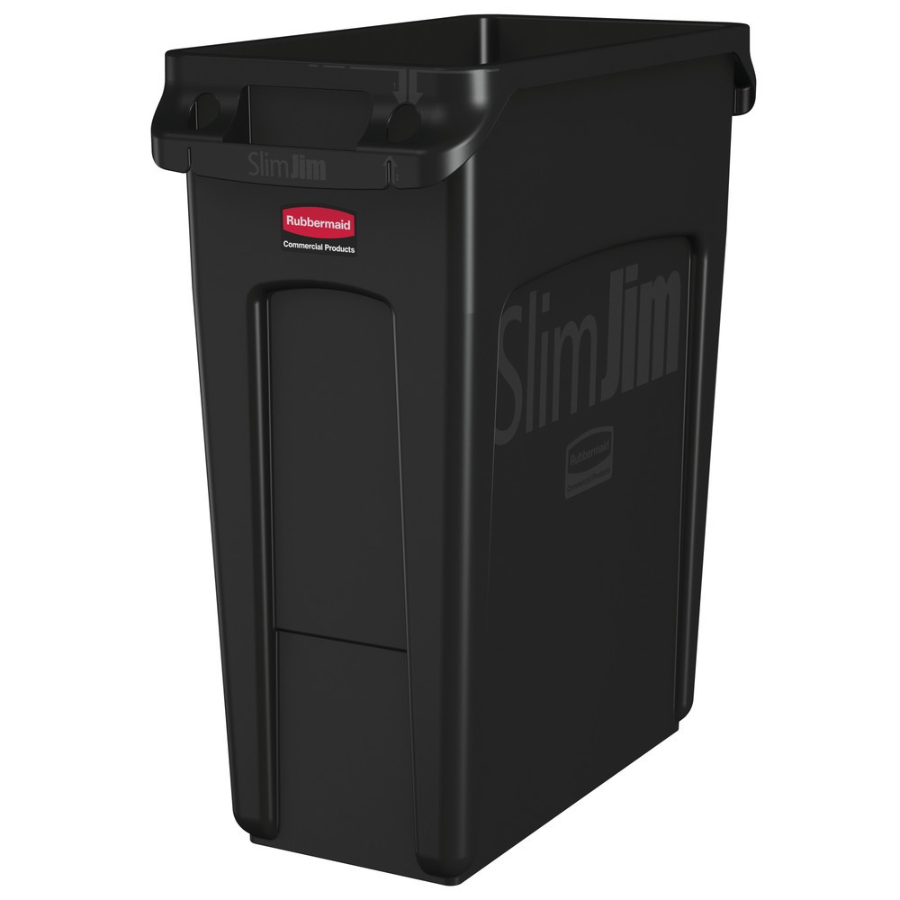Product afbeelding: Kringloopafvalbak Rubbermaid Slim Jim® met ventilatiekanalen, 60 l, zwart