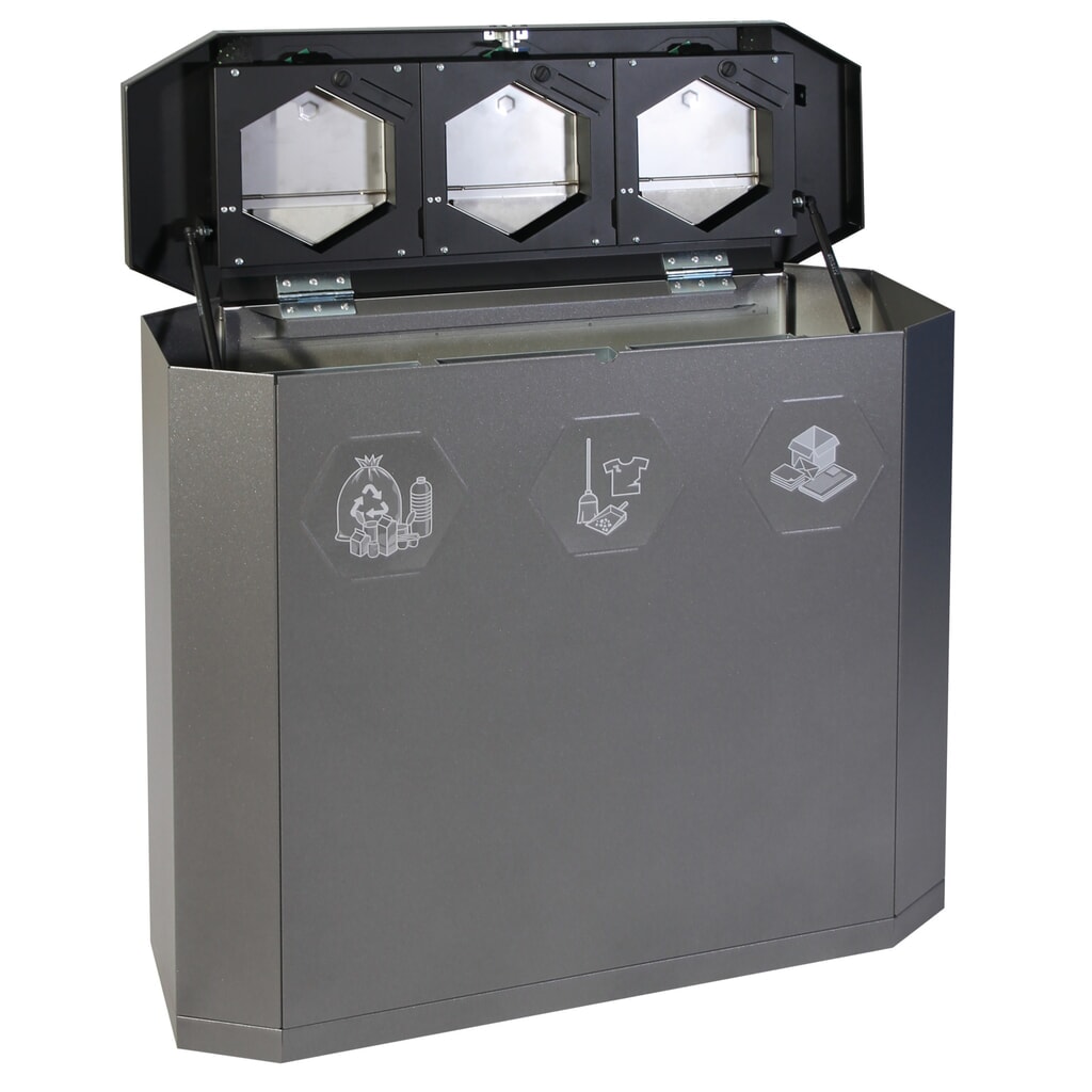 Afvalbak stumpf® Sixco 3 touchless, ijzerglimmer Product afbeelding: Afvalbak stumpf® Sixco 3 touchless, ijzerglimmer