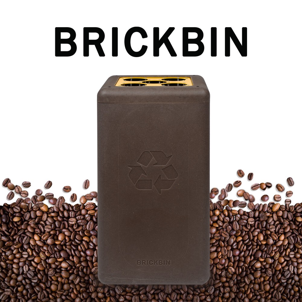 Productafbeelding nr. 4: Afvalbak voor bekers BRICKBIN, van gerecyclede kunststof en koffiedik, 65 liter, bruin / geel