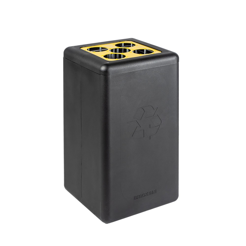 Product afbeelding: Afvalbak voor bekers BRICKBIN, van gerecyclede kunststof en koffiedik, 65 liter, zwart / geel