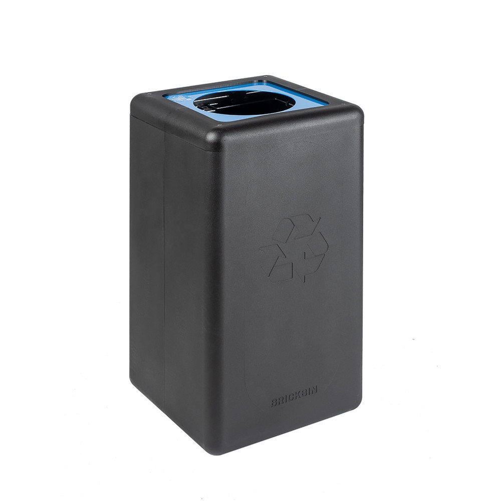 Product afbeelding: Afvalbak voor papier BRICKBIN, van gerecyclede kunststof, 65 liter, vierkant, zwart / blauw