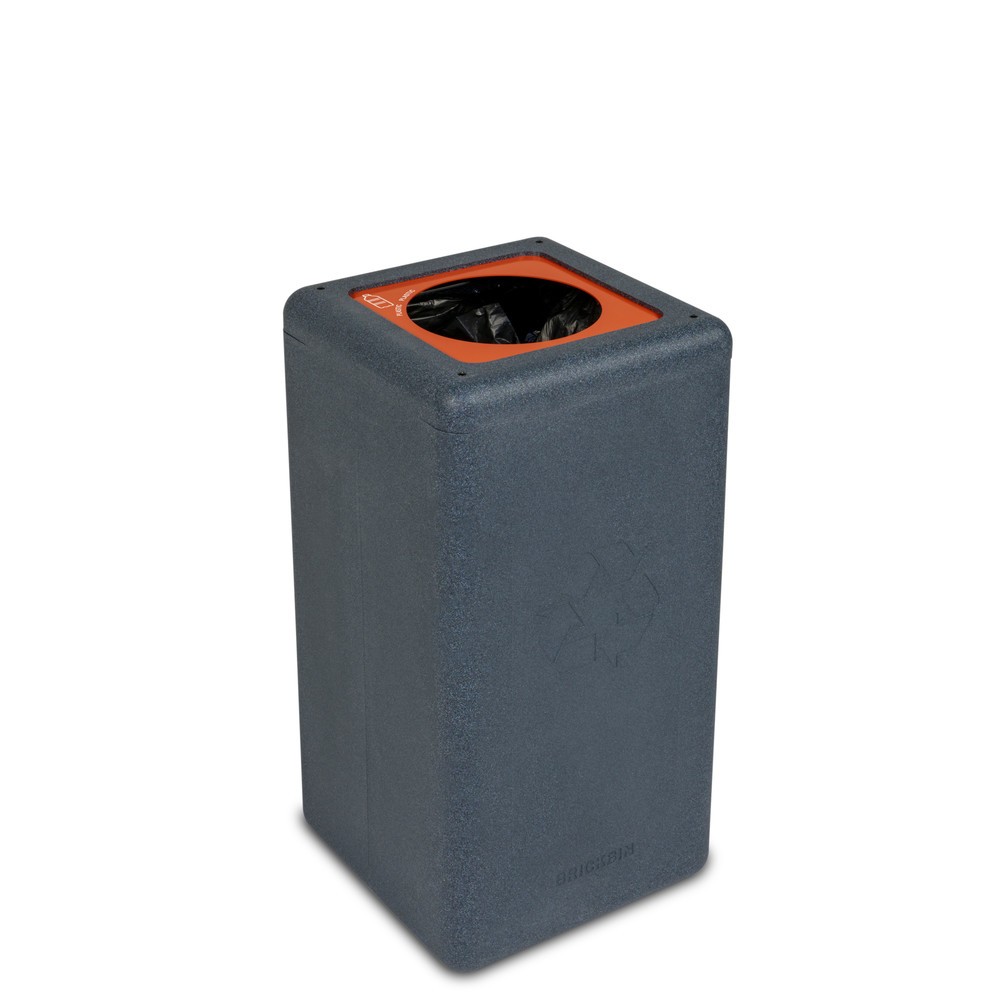 Product afbeelding: Afvalbak voor plastic BRICKBIN, van gerecyclede kunststof, 65 liter, vierkant, grijs / oranje