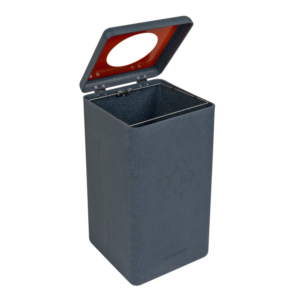Productafbeelding nr. 3: Afvalbak voor plastic BRICKBIN, van gerecyclede kunststof, 65 liter, vierkant, grijs / oranje