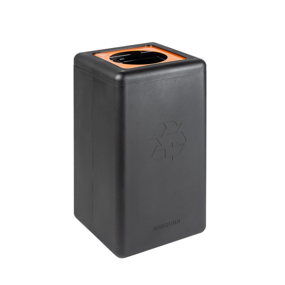 Product afbeelding: Afvalbak voor plastic BRICKBIN, van gerecyclede kunststof, 65 liter, vierkant, zwart / oranje