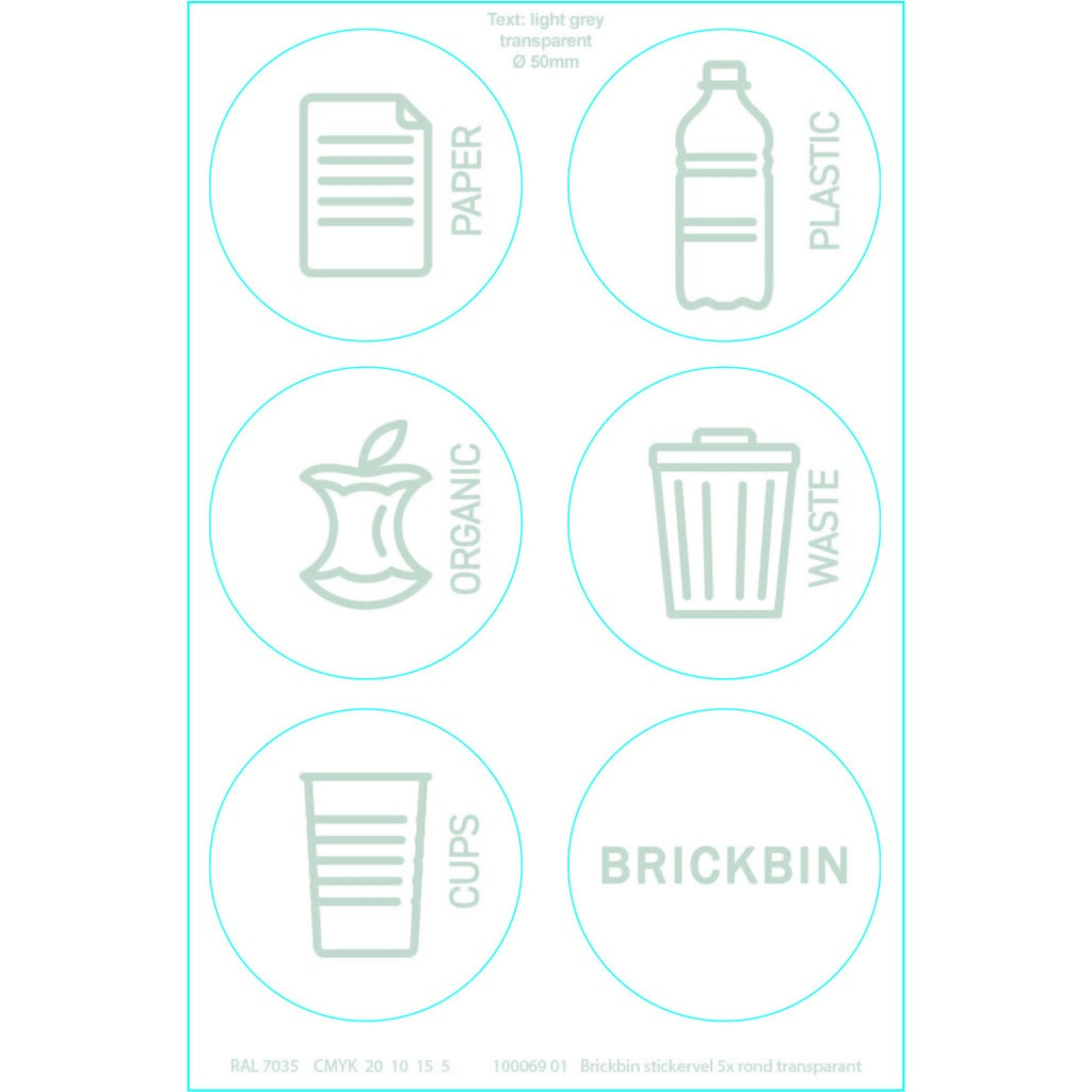 Productafbeelding nr. 3: Afvalbak voor restafval BRICKBIN, van gerecyclede kunststof, 65 liter, vierkant, wit / grijs