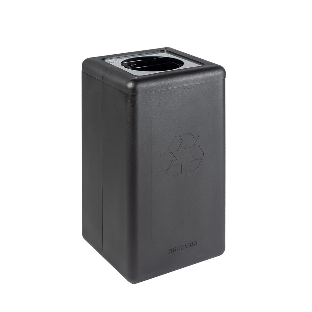Product afbeelding: Afvalbak voor restafval BRICKBIN, van gerecyclede kunststof, 65 liter, vierkant, zwart / grijs
