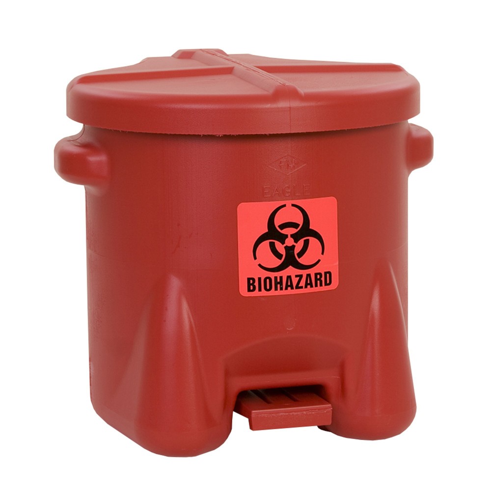 Product afbeelding: Afvalemmer Justrite® Eagle, biologisch gevaarlijke stoffen, HDPE, 22,8 liter, rood