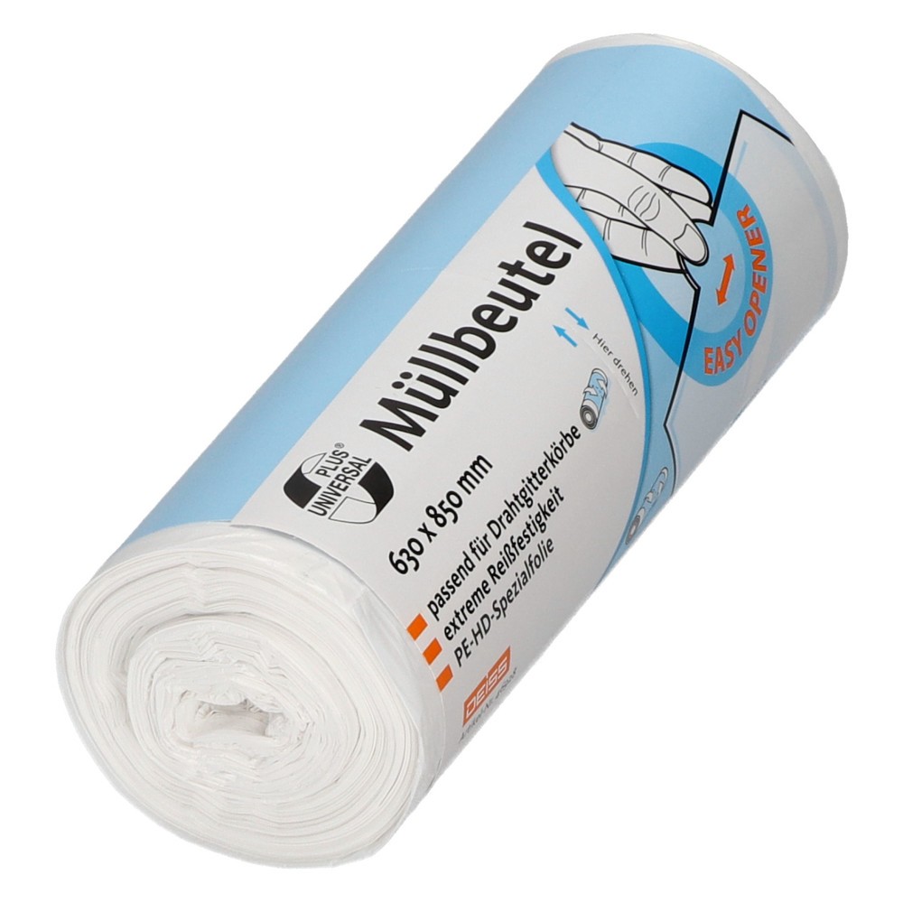 Product afbeelding: DEISS UNIVERSAL PLUS 80 L 630 x 850 mm HDPE vuilnisbakken, 40 stuks/rol, 9 rollen/pak