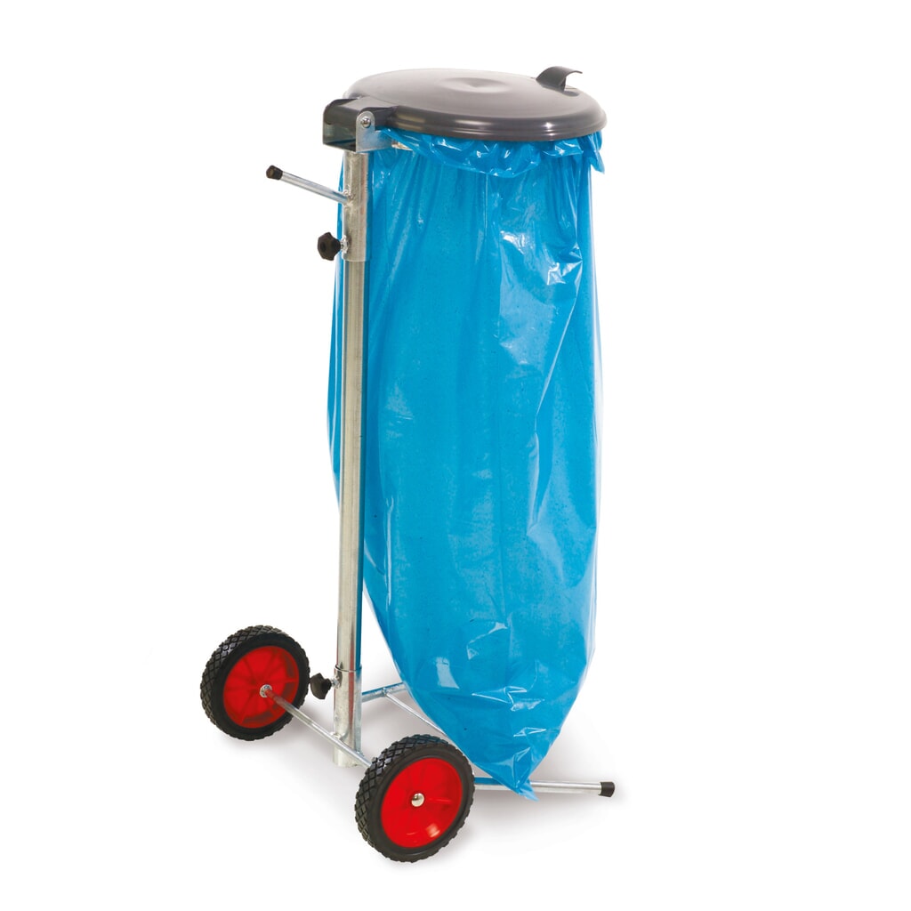 RENNER Afvalzakstandaard speciale verzamelaar voor zakken van 70 en 120 liter, met 2 extra grote wielen, vuurverzinkt Product afbeelding: RENNER Afvalzakstandaard speciale verzamelaar voor zakken van 70 en 120 liter, met 2 extra grote wielen, vuurverzinkt