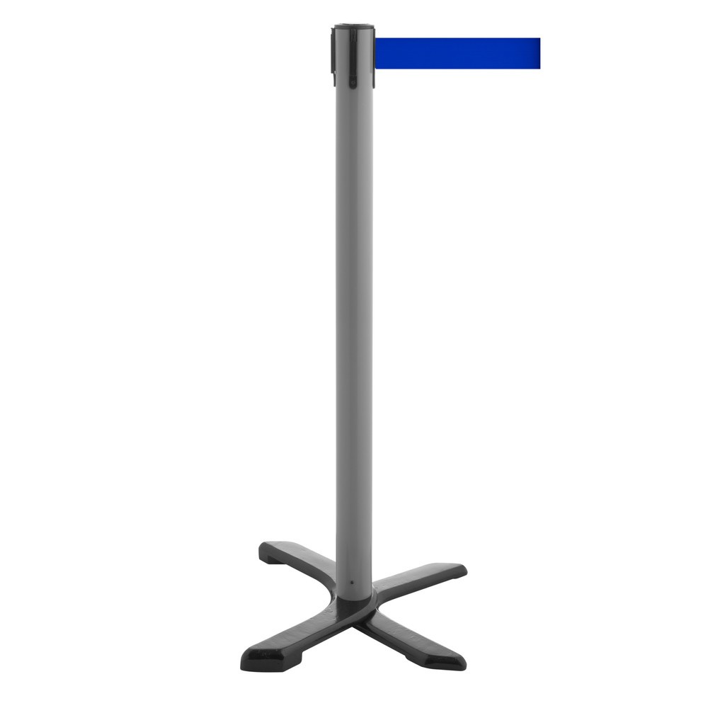 Productafbeelding nr. 1: Afzetpaal met kruisvoet, lintlengte 2,3 m, antraciet, blauw
