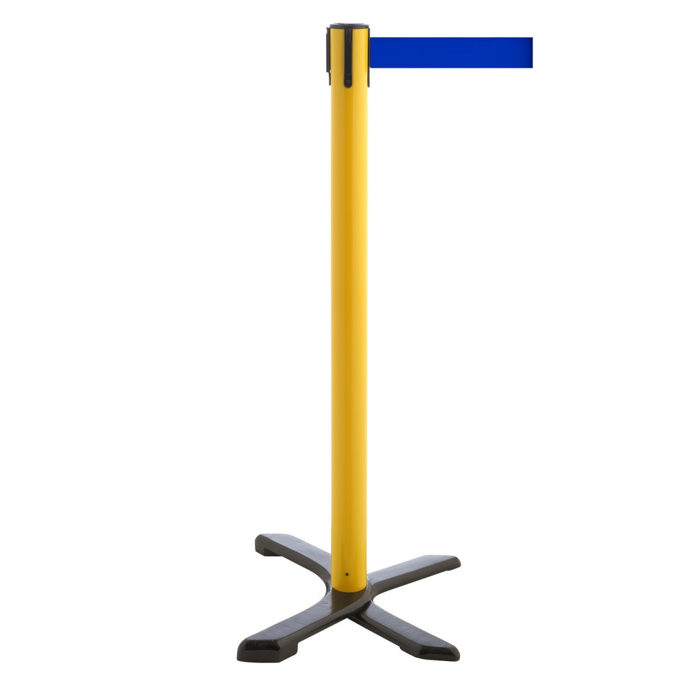 Productafbeelding nr. 1: Afzetpaal met kruisvoet, lintlengte 2,3 m, geel, blauw