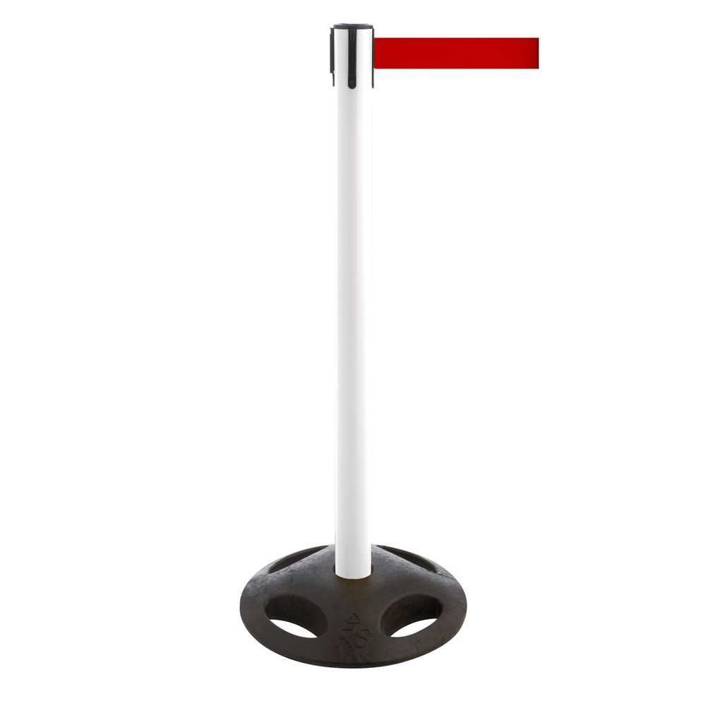 Productafbeelding nr. 1: Afzetpaal met lint RS-GUIDESYSTEMS®, bodemplaat van compoundmateriaal, lintbreedte 100 mm, wit, rood