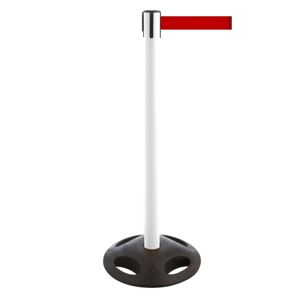 Product afbeelding: Lintafzetpaal RS-GUIDESYSTEMS®, bodemplaat van compoundmateriaal, lintbreedte 50 mm, wit, rood