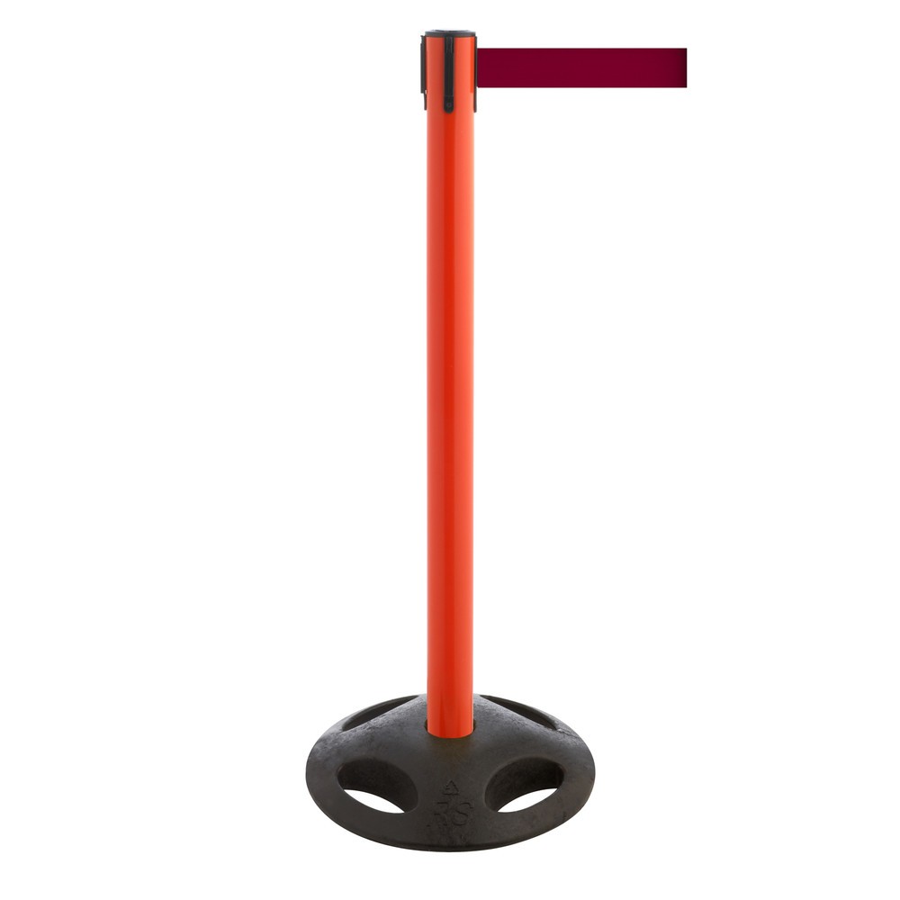 Product afbeelding: Afzetpaal met lint RS-GUIDESYSTEMS®, bodemplaat van compoundmateriaal, lintbreedte 100 mm, rood, bourgogne
