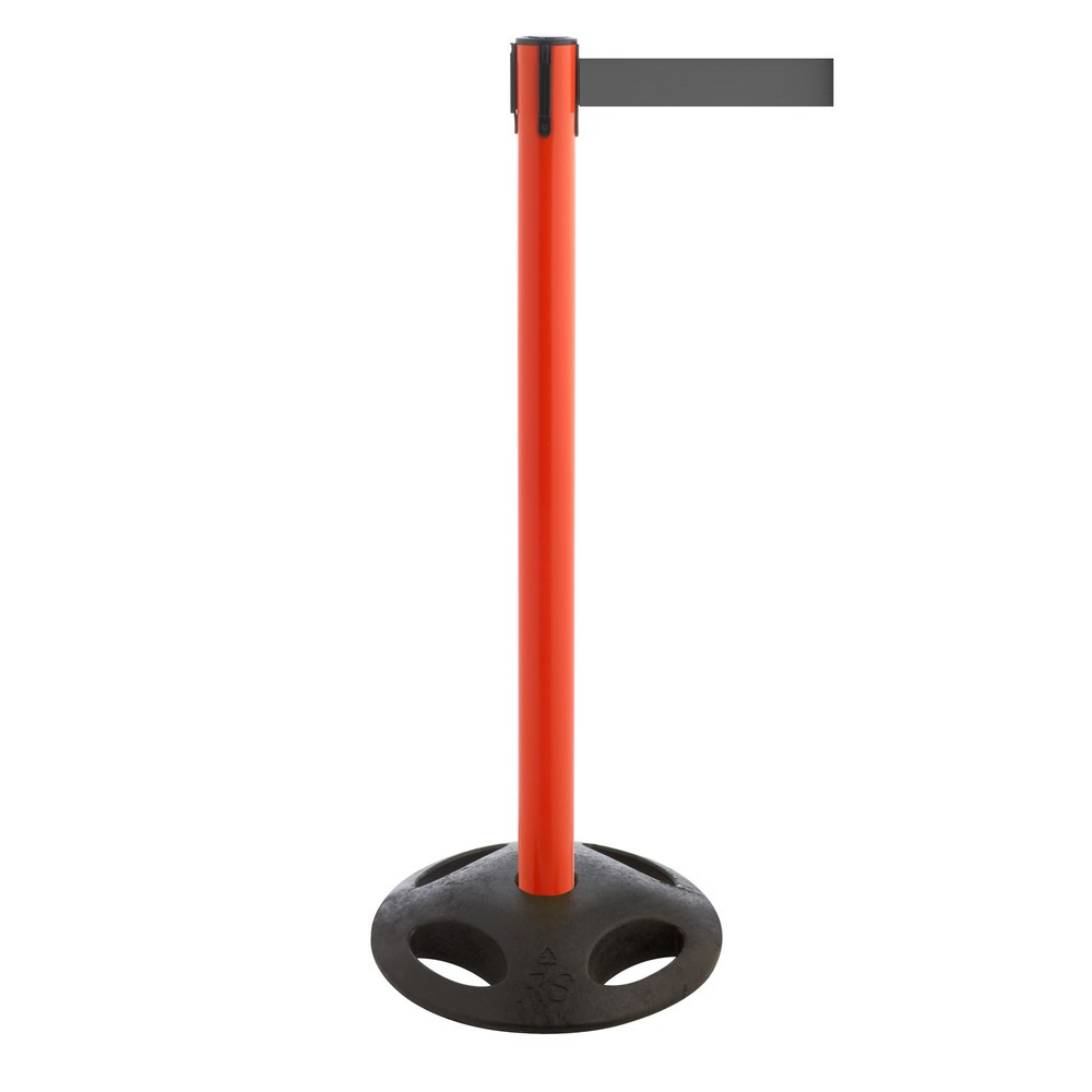 Productafbeelding nr. 1: Afzetpaal met lint RS-GUIDESYSTEMS®, bodemplaat van compoundmateriaal, lintbreedte 100 mm, rood, grijs