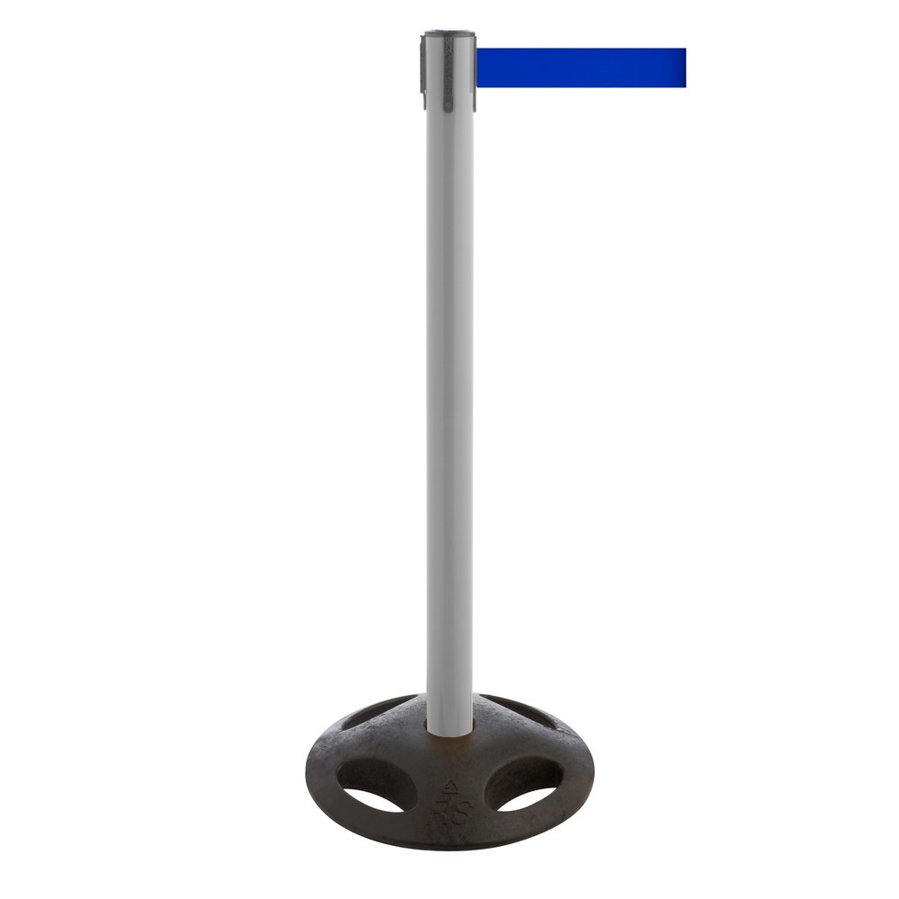 Productafbeelding nr. 1: Afzetpaal met lint RS-GUIDESYSTEMS®, bodemplaat van compoundmateriaal, lintbreedte 100 mm, antraciet, blauw